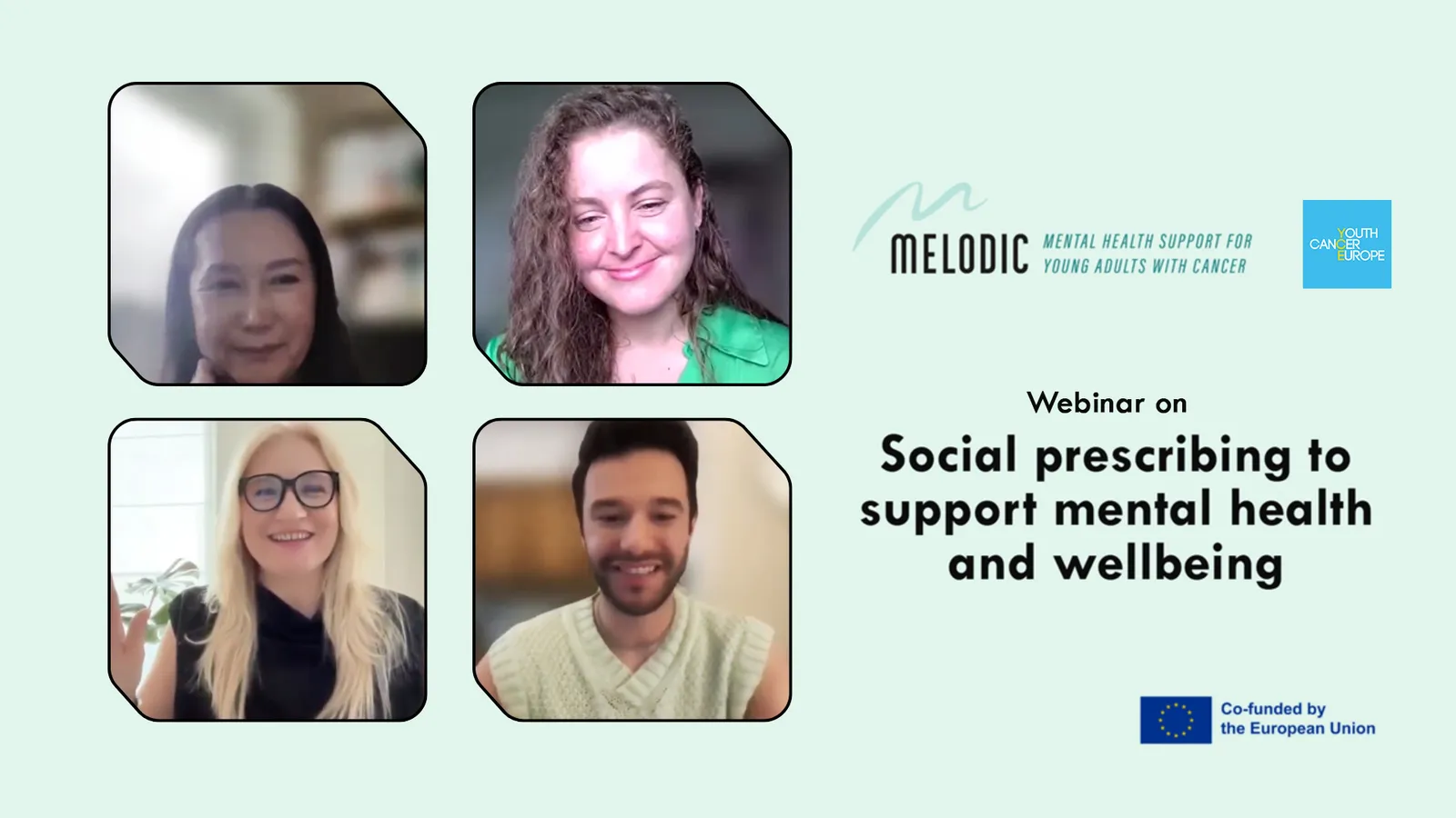 Image showing the webinar on Social Prescribing organised by Youth Cancer Europe as part of the MELODIC EU co-funded project.